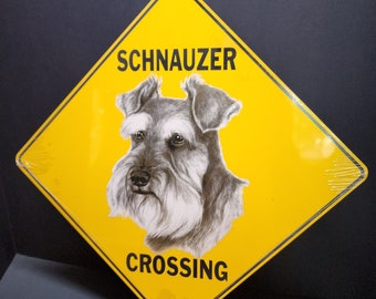 Schnauzer Dog Sign Crossing Symbol Sign 12x12 Animal Road Notice Metal Sign
