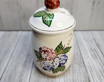 Vintage Knotts Beeren Farm Keramik Kanister Zucker Marmelade Weiß 5 '' - Made in Japan