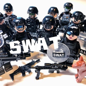 Battle Brick Collectible Police SWAT Tactical Assault Officer Custom  Minifigure | Accessories Made in The USA | Genuine Military Minifig | 1.6  Inches