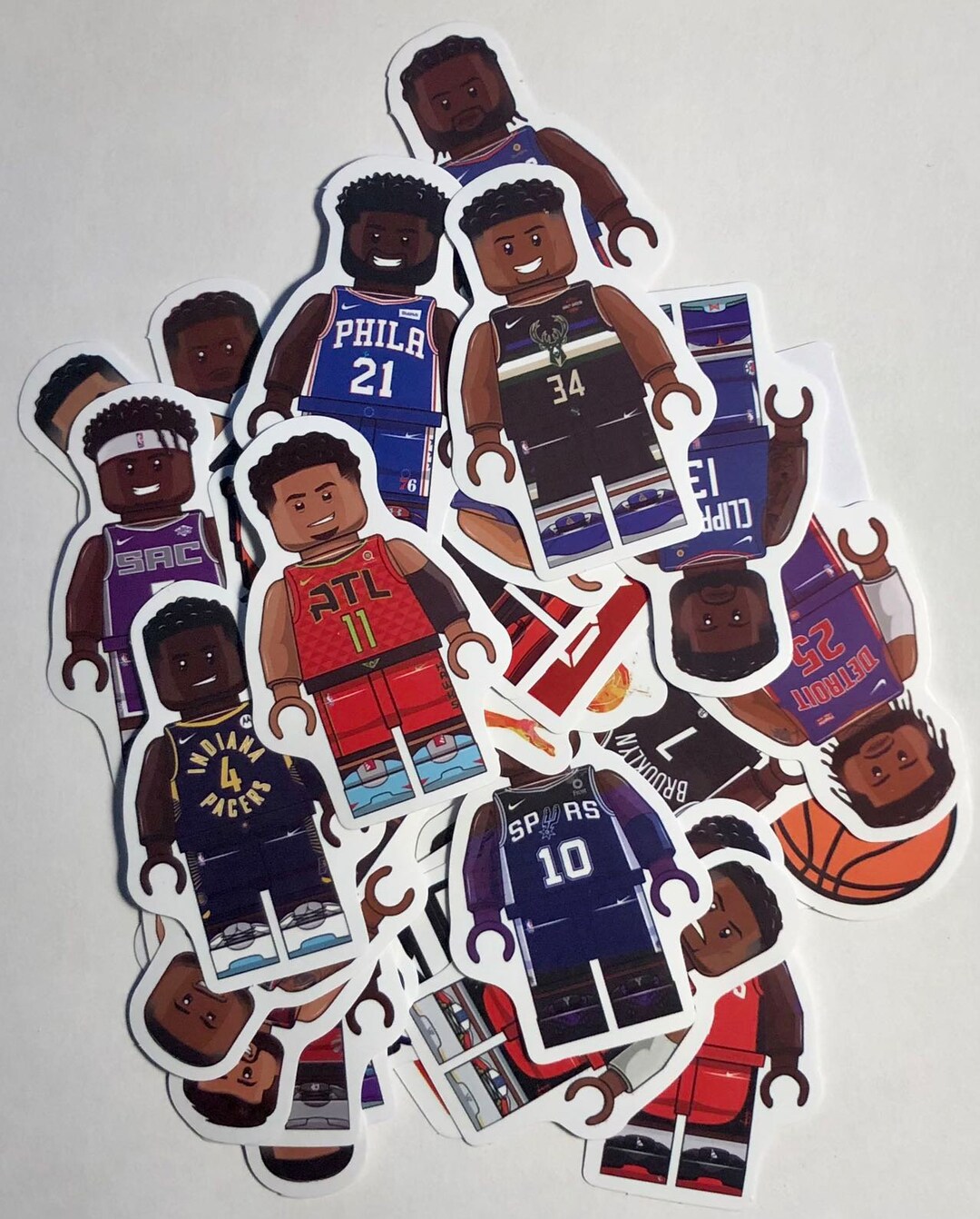 Small Size-water Proof 50 Pieces Basketball Player Mini Figure Stickers ...