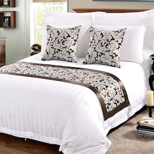 Decorative Throw Pillows, Pillow Inserts, Bed Runner. Create a Designer Look with Luxury Pillow and Matching Runner Set. Color:Auburn Scroll