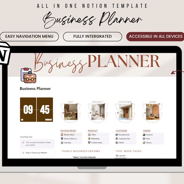 Notion Business Planner, Notion Digital Business Template for Business Owners, Small business Notion Planner for coach, freelancer, designer