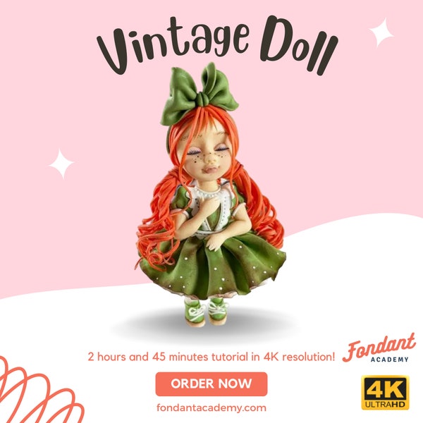 Vintage Doll Fondant Cake Topper - Video Tutorial