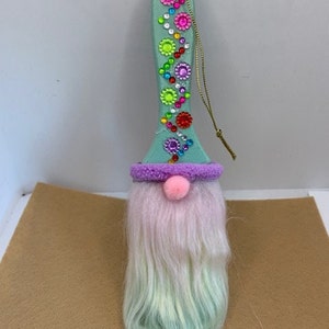 Spring Summer gnome,Multi colors green, handmade gnome, paintbrush gnome, tier tray gnome, gnome ornament,gnome lover,  Gnome Gift