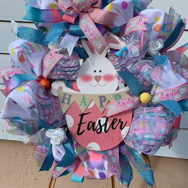 WREATH Easter, Front Door Wreath, Bunny Wreath, Spring Wreath, Outdoor Wreath, Easter Decor, Easter Door Hanger, Bunny Decor, Easter Gift