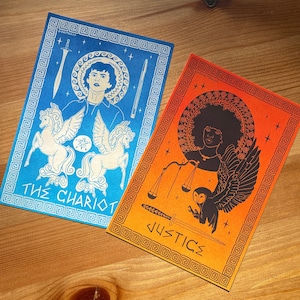 Cartão postal de tarô de Percy Jackson/Annabeth Chase **arte original** (Percy Jackson e os Olimpianos, Heróis do Olimpo) Walker Scobell Leah Jeffries