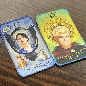 Katniss & Peeta tarot card **shiny mirrored matte stickers**