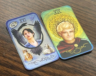 Katniss & Peeta tarot card **shiny mirrored matte stickers**