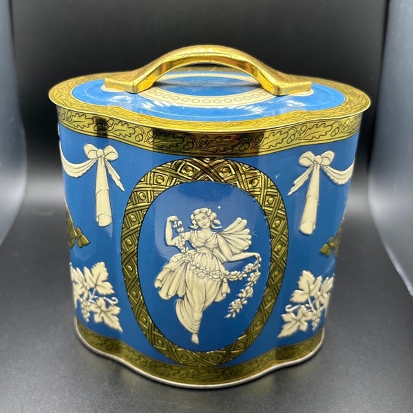 Candy Tin- Grecian Idyl - Murray-Allen Regal Crown Made in England Vintage-RARE