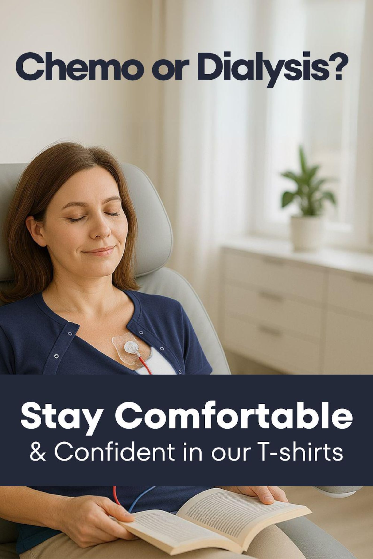 Chemotherapy Dialysis Port Access Thick Warm T-shirt With Chest Port