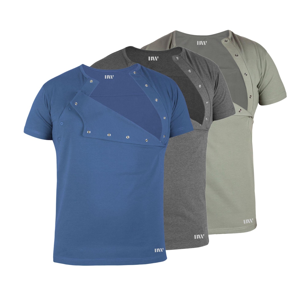 Chemotherapy Dialysis Port Access Thick Warm T-shirt With Chest Port