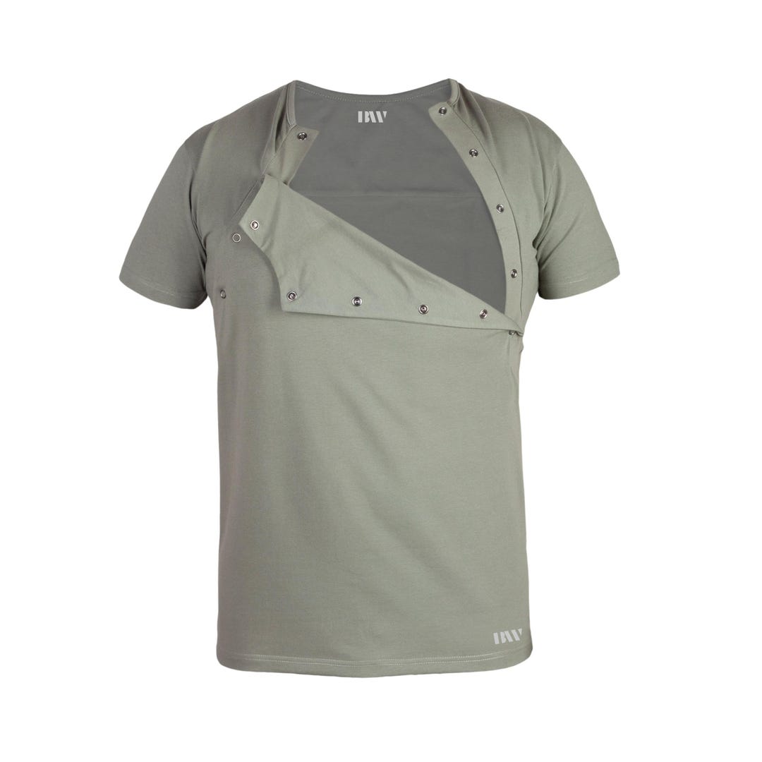 Chemotherapy Dialysis Port Access Thick Warm T-shirt With Chest Port