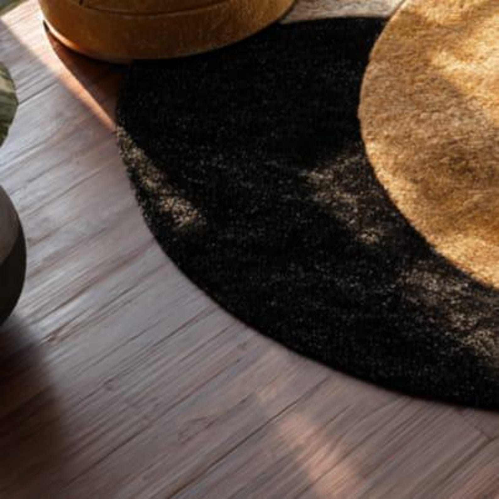 Gold & Black Round Rug, Hand-tufted Wool, Retro Modern Design - Etsy