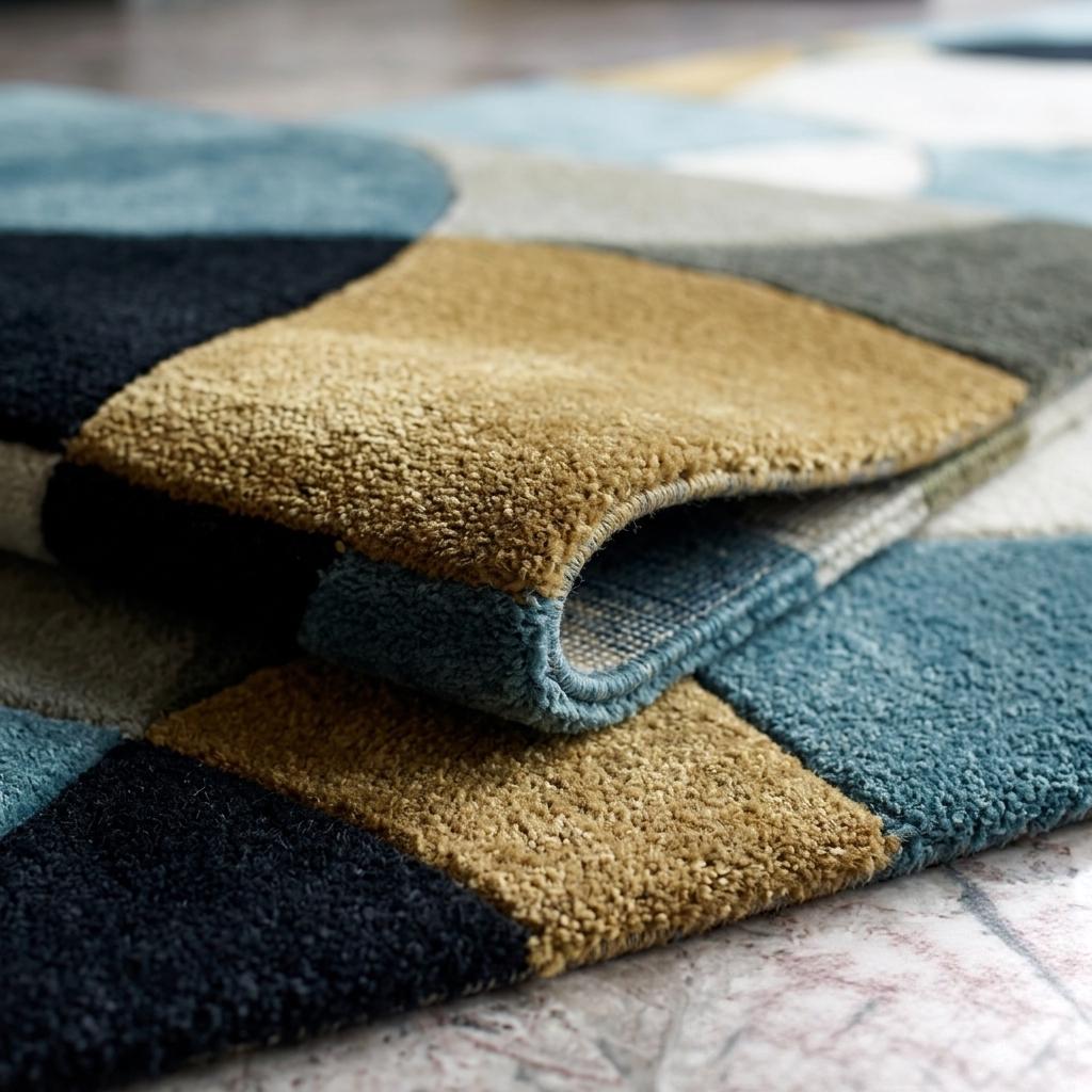 Modern Abstract Blue Gold Runner Rug – Retro Minimalist Hallway Carpet ...
