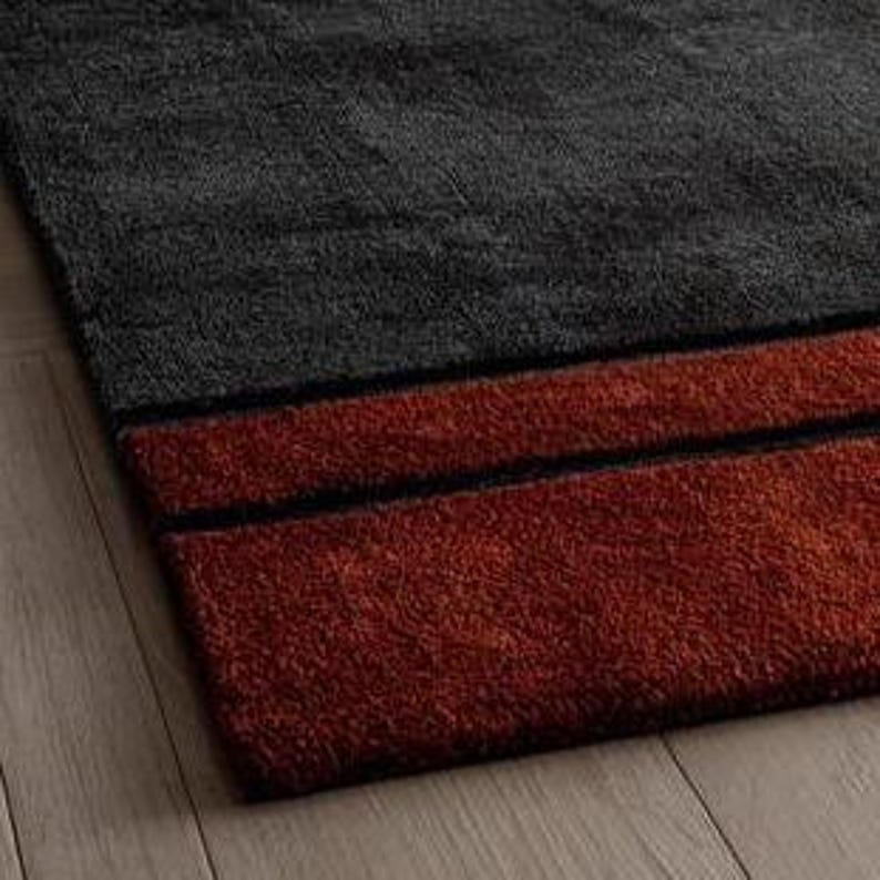 Modern Retro Rug Handtufted Burnt Orange-Gray Home decore Area Rug 8x10 Abstract Rectangle image 2