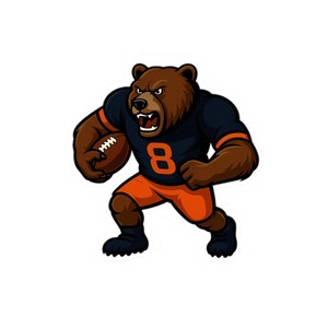 Adesivo mascotte da football dei Chicago Bears con grafica dei fan / Maglia blu navy e arancione n. 8 / Decalcomania sportiva ispirata a Chicago