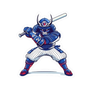 Adesivi Samurai Chicago Cubs Seiya Suzuki Kiss-Cut, adesivi da baseball, adesivi MLB, adesivi sportivi per laptop, regalo per i tifosi dei Cubbies, adesivi giapponesi