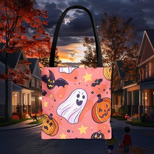 Halloween Trick or Treat Tote Bag – Kids' Candy Bag, Reusable Halloween Tote, Spooky Trick or Treat Bag