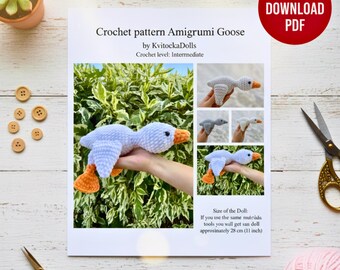Silly Goose Crochet Pattern PDF, Beginner Amigurumi Tutorial (Digital Download)
