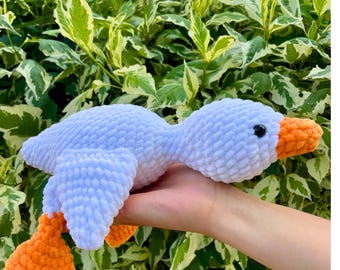 Handmade Plush Crochet Goose Toy, Soft Amigurumi, Baby Nursery Decor, Cuddly Stuffed Animal