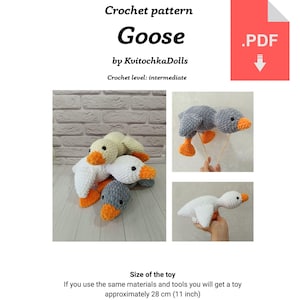 Digital Crochet Pattern Plush Goose — Handmade Plush Bird Pattern - Step-by-Step Crochet Guide for Goose Toy