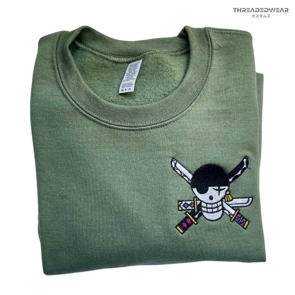 Jolly Roger | Anime Inspired Embroidery | Embroidered Crewneck | Embroidered Sweater | Anime Sweater | Embroidery | Anime
