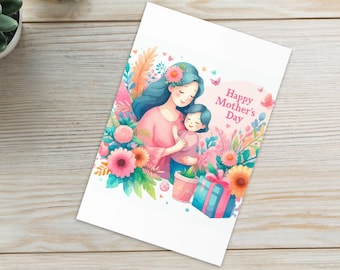 Tarjeta imprimible felicitación Día de la Madre, formato A6 y A5 plegable. Descarga instantánea. Regalo para el Día de las Madres, con amor.