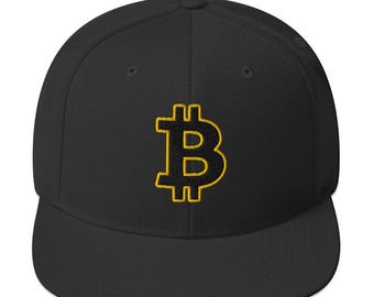 Bitcoin Symbol Snapback Flat Brim Hat - 10 Colors Available
