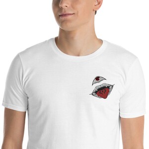 Jujutsu Kaisen T-shirt, embroidered Sukuna&#39;s Laughter on the chest T-shirt. Sorcerers&#39; battle, Yuuji Itadori Satoru Gojo JJk anime T-shirt.