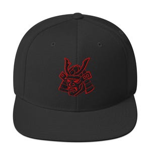 Embroidered Samurai Helmet Snapback – Flat Brim Unisex Cap