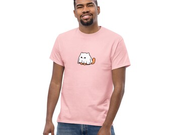 T-Shirt with Ghost Cat Design with Tail Visible – Available in 9 Colors