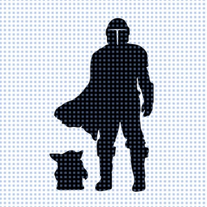 Mandalorian and Grogu sillhouette SVG PSD PDF