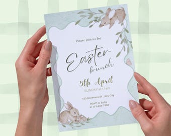 Easter Lunch Brunch Printable Invitation - Canva Template - Digital Download