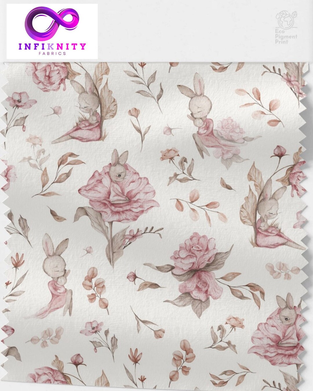Meadow Bunny Cream Children Fabric French Terry, Rib Jersey, Softshell ...
