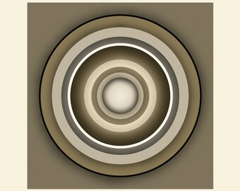 SPIN 10, Glowing Minimalist Circles, Meditative Abstract Print, Original Art, Mid Century Modern, Centered Round Portals, Canvas or Paper