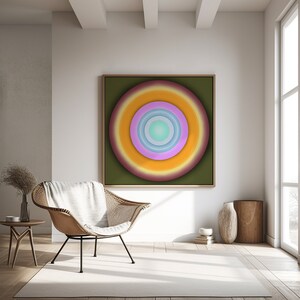 SPIN 2, Glowing Minimalist Circles, Meditative Abstract Print, Original Art, Mid Century Modern, Centered Round Portals, Canvas or Paper image 5