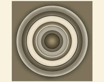 SPIN 11, Glowing Minimalist Circles, Meditative Abstract Print, Original Art, Mid Century Modern, Centered Round Portals, Canvas or Paper