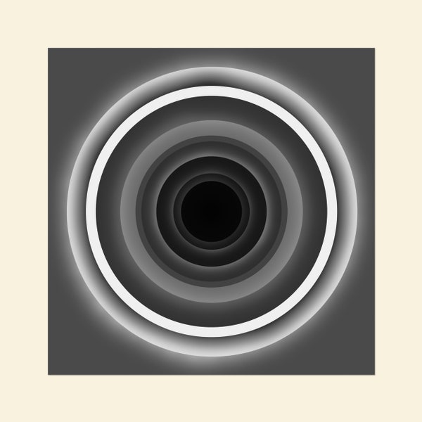 SPIN 13, Cercles minimalistes lumineux, Impression abstraite méditative, Art original, Moderne du milieu du siècle, Portails ronds centrés, Toile ou papier
