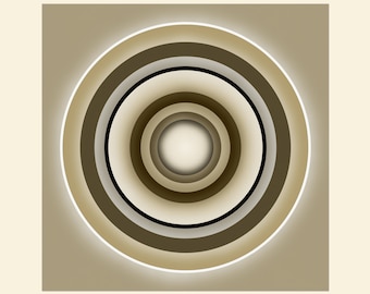 SPIN 15, Glowing Minimalist Circles, Meditative Abstract Print, Original Art, Mid Century Modern, Centered Round Portals, Canvas or Paper