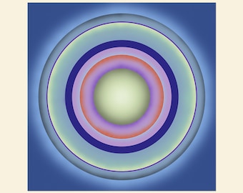 SPIN 7, Glowing Minimalist Circles, Meditative Abstract Print, Original Art, Mid Century Modern, Centered Round Portals, Canvas or Paper