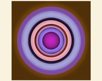 SPIN 4, Glowing Minimalist Circles, Meditative Abstract Print, Original Art, Mid Century Modern, Centered Round Portals, Canvas or Paper