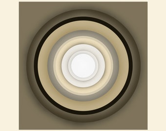 SPIN 12, Glowing Minimalist Circles, Meditative Abstract Print, Original Art, Mid Century Modern, Centered Round Portals, Canvas or Paper