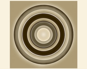 SPIN 14, Glowing Minimalist Circles, Meditative Abstract Print, Original Art, Mid Century Modern, Centered Round Portals, Canvas or Paper