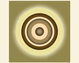 SPIN 5, Glowing Minimalist Circles, Meditative Abstract Print, Original Art, Mid Century Modern, Centered Round Portals, Canvas or Paper