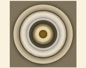 SPIN 8, Glowing Minimalist Circles, Meditative Abstract Print, Original Art, Mid Century Modern, Centered Round Portals, Canvas or Paper