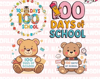 Paquete de 100 días de clases, Pequeña señorita 100 días más inteligente, 100 días más inteligente (PNG), Pequeña señorita (PNG), Profesor (PNG), Estudiante (PNG), Descarga digital