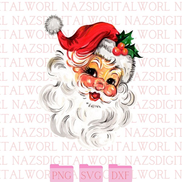 Vintage Digital Clipart | Red Santa Claus #23 Christmas Vintage Greeting Card Clip Art Graphic Image Sublimation PNG JPEG Retro Santa,Santa
