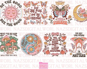 Camisa cristiana vintage bohemia floral PNG, diseños de camisas cristianas "Fe en Flor", paquete PNG de flores con versículos bíblicos bohemios, sublimación religiosa