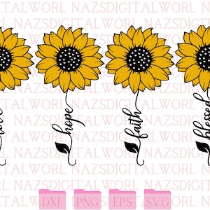 Love Hope Faith svg, Sunflower svg, Daisy bundle svg, Flower svg, Faith sunflower svg, Christian svg, Floral svg for Silhouette