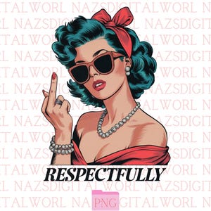 Rispettosamente PNG, Dito medio PNG, Retrò vintage impertinente PNG, Design retrò divertente vintage alla moda, Divertente retrò impertinente PNG, Sarcastico retrò PNG
